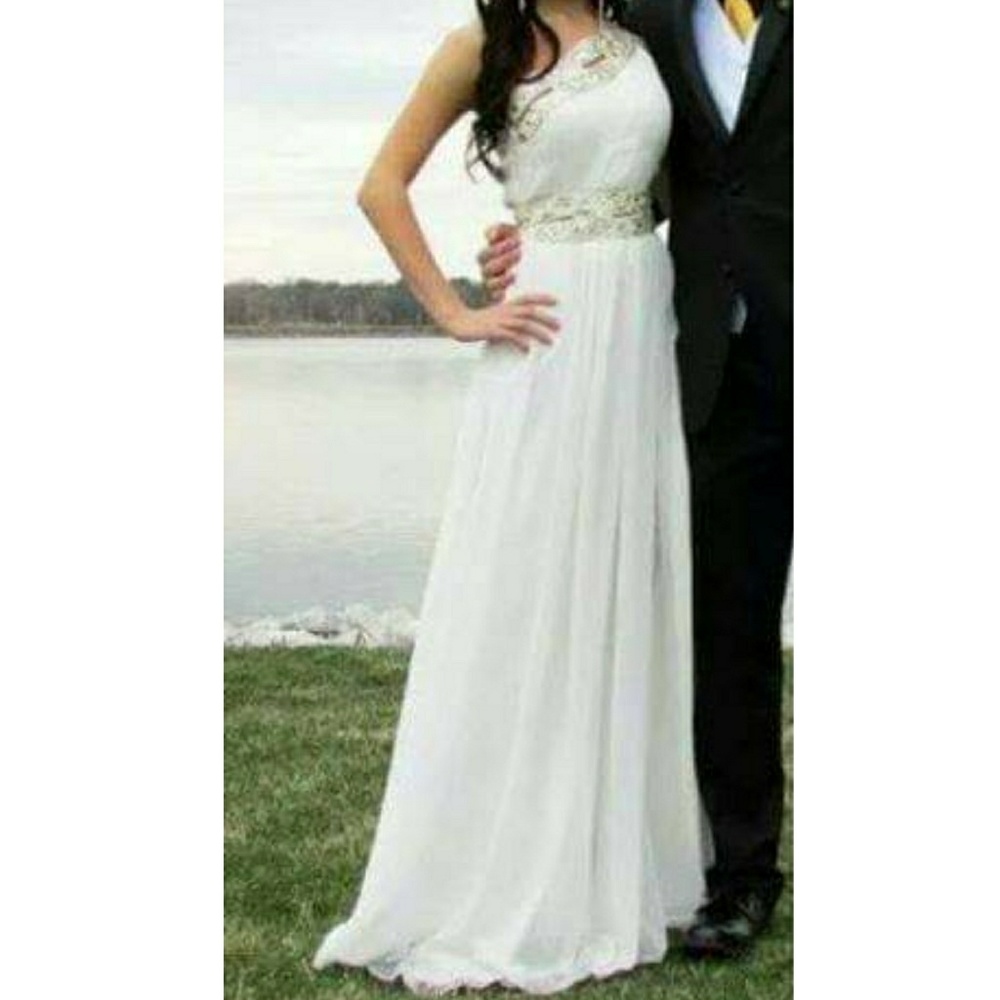 White Grecian Style One Shoulder Dress